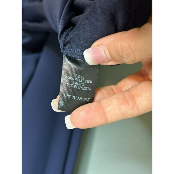 LuLu's Women's XS Sleeveless Plunging Neck Chiffon A-Line Maxi Dress Navy Blue - Picture 13 of 16
